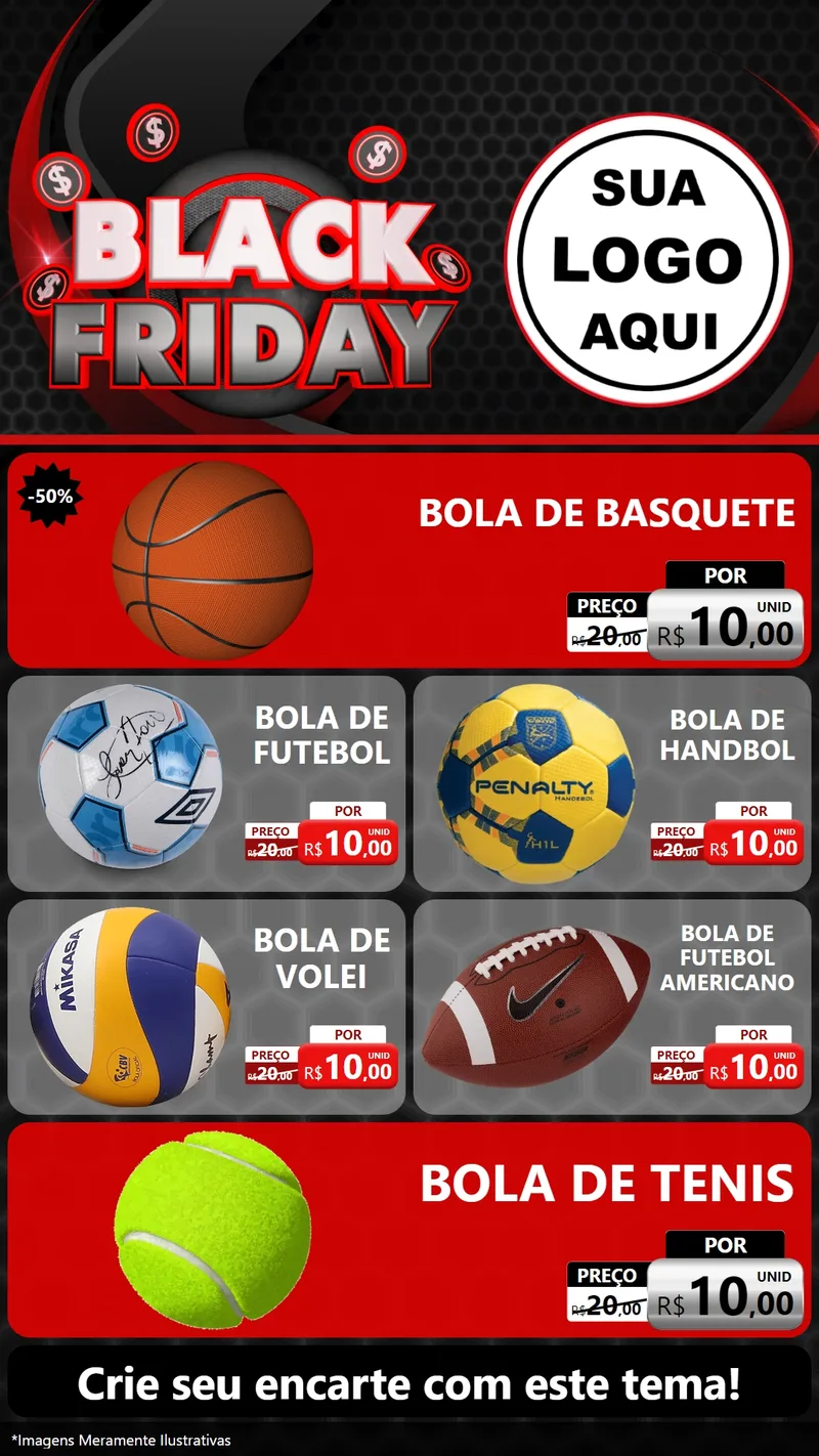 Modelo de TV para TV Vertical com o tema Black Friday para Artigos Esportivos