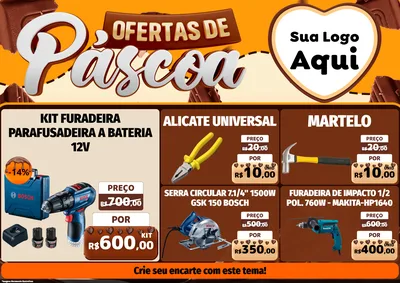 Modelo de Encarte para Encarte A4 Horizontal com o tema Ofertas de Páscoa para Maquinas e Ferramentas
