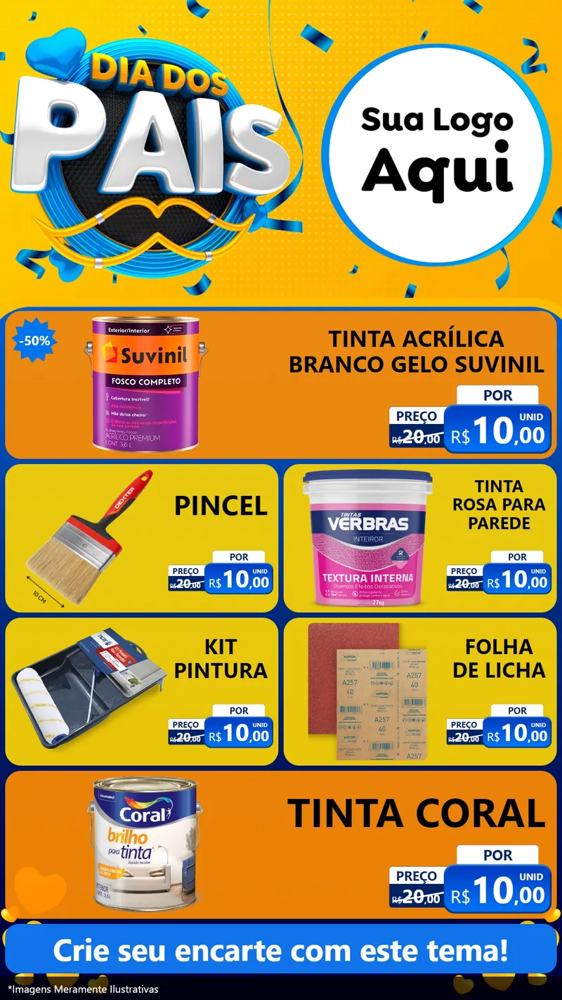 Modelo de TV para TV Vertical com o tema Dia dos Pais para Tintas e Ferramentas