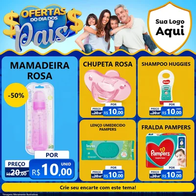 Modelo de Rede Social para Feed Facebook com o tema Ofertas do Dia dos Pais para Bebês