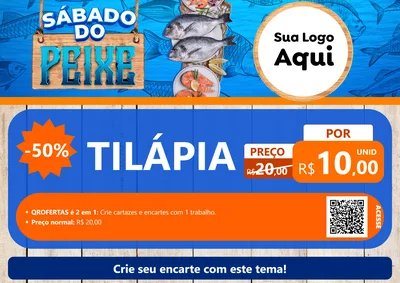 Modelo de Cartaz para Cartaz A4 Horizontal com o tema Sábado do Peixe para Peixaria