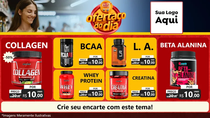 Modelo de TV para TV Horizontal com o tema Ofertaço Do Dia para Suplementos alimentares