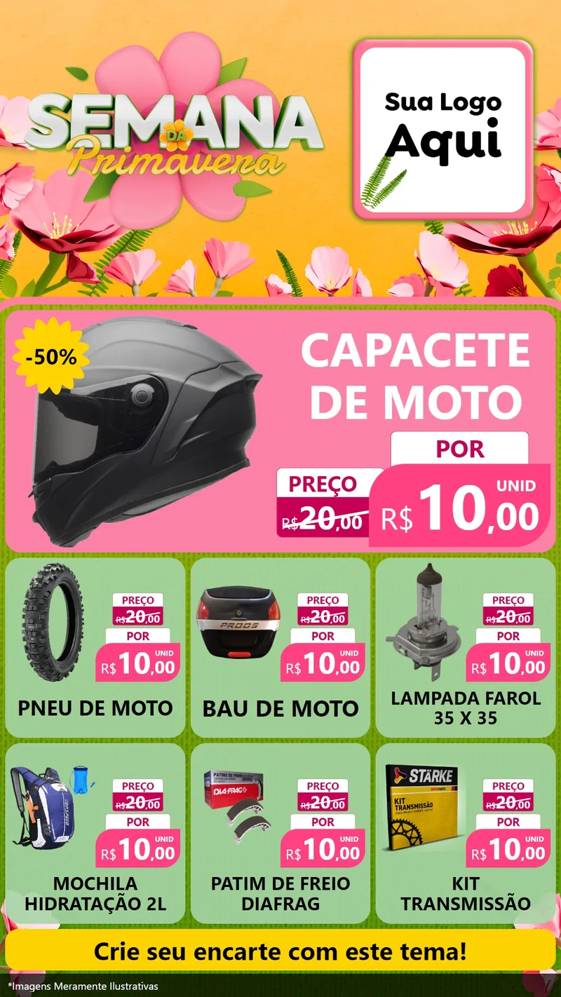 Modelo de Rede Social para Stories com o tema Semana da Primavera para Moto peças