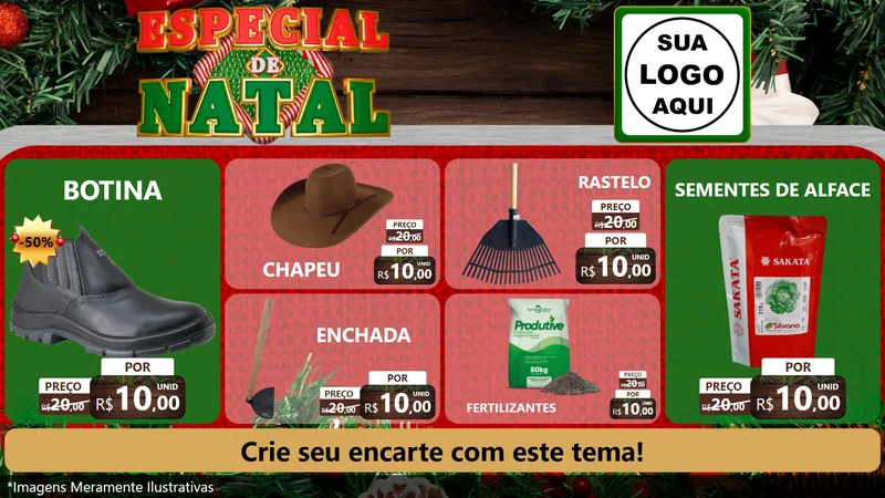 Modelo de TV para TV Horizontal com o tema Especial de Natal para Agropecuária