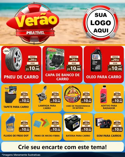 Modelo de Rede Social para Feed Instagram com o tema Verão Imbatível para Auto peças