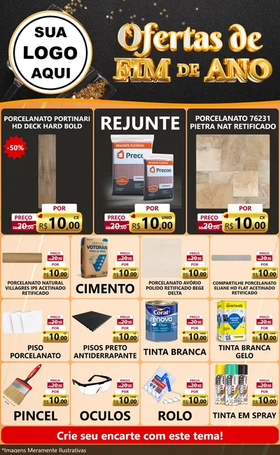 Modelo de Encarte para Encarte Grande com o tema Ofertas de Fim de Ano para Pisos e revestimentos