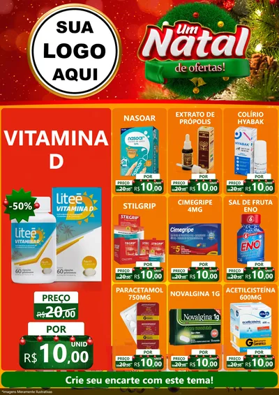 Modelo de Encarte para Encarte A4 Vertical com o tema Um Natal de Ofertas para Farmácia