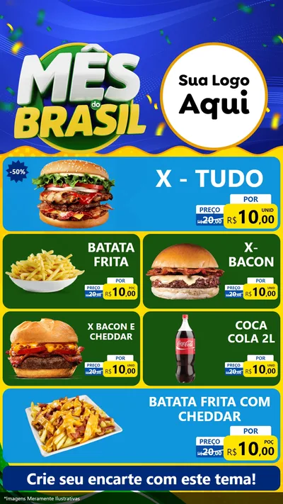 Modelo de TV para TV Vertical com o tema Mês do Brasil para Hamburgueria