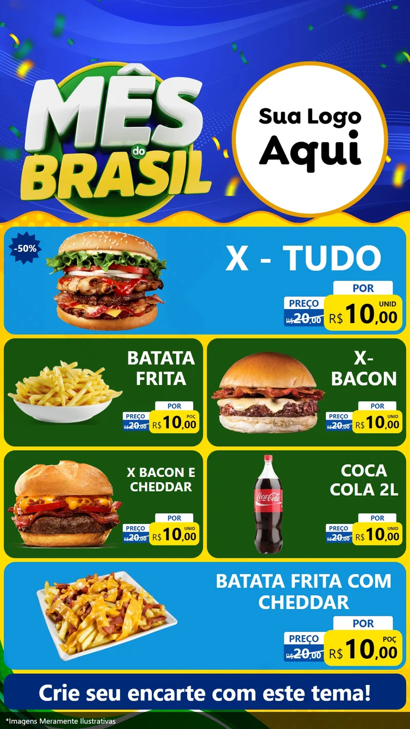 Modelo de TV para TV Vertical com o tema Mês do Brasil para Hamburgueria
