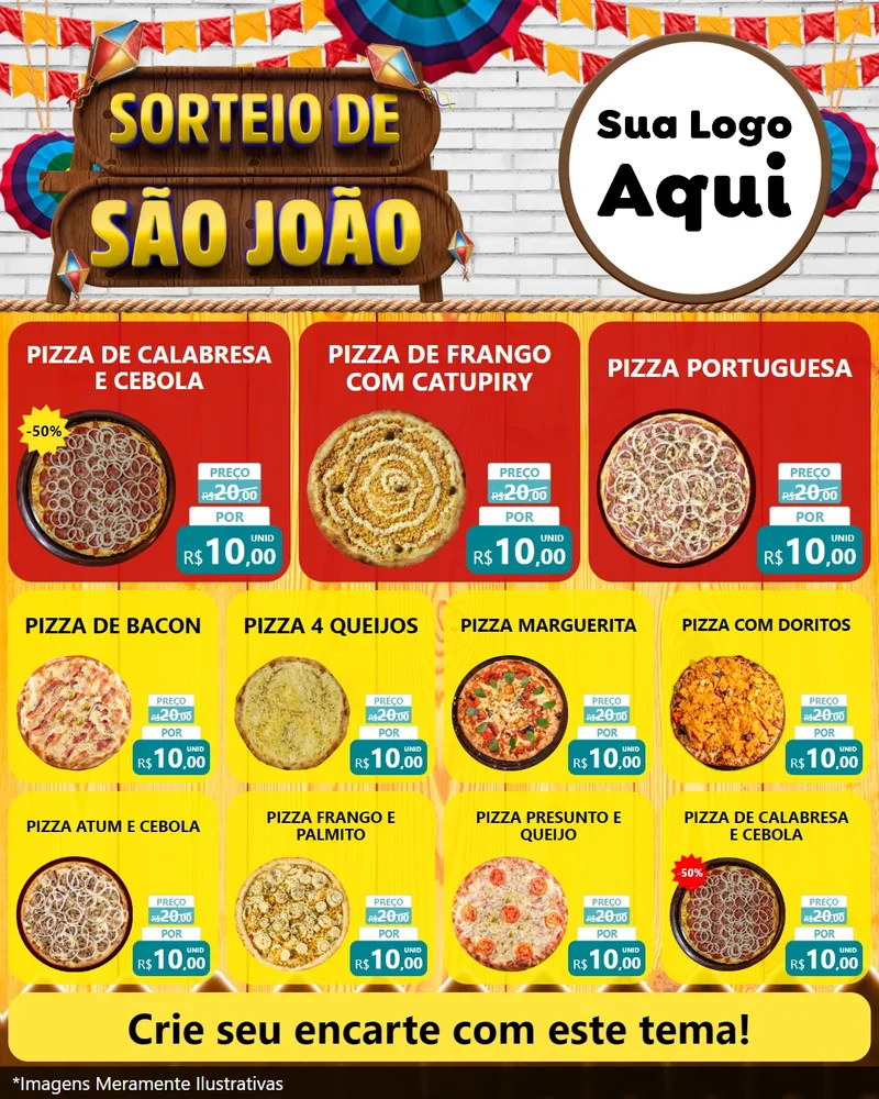 Modelo de Rede Social para Feed Instagram com o tema Sorteio de São João para Pizzaria