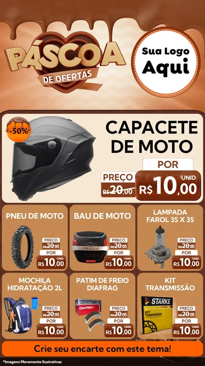Modelo de Rede Social para Stories com o tema Páscoa de Ofertas para Moto peças
