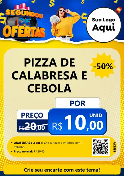 Modelo de Cartaz para Cartaz A4 Vertical com o tema Segundou de Ofertas para Pizzaria