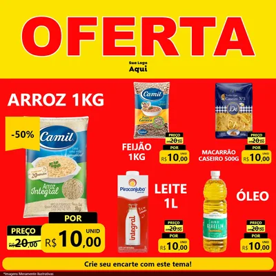 Modelo de Rede Social para Feed Facebook com o tema OFERTA - Vermelho Cartaz para Supermercado