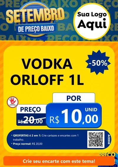 Modelo de Cartaz para Cartaz A4 Vertical com o tema Setembro De Preço Baixo para Distribuidora de bebidas