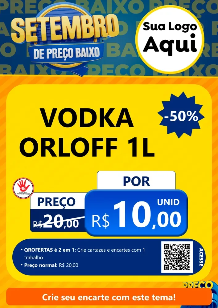 Modelo de Cartaz para Cartaz A4 Vertical com o tema Setembro De Preço Baixo para Distribuidora de bebidas
