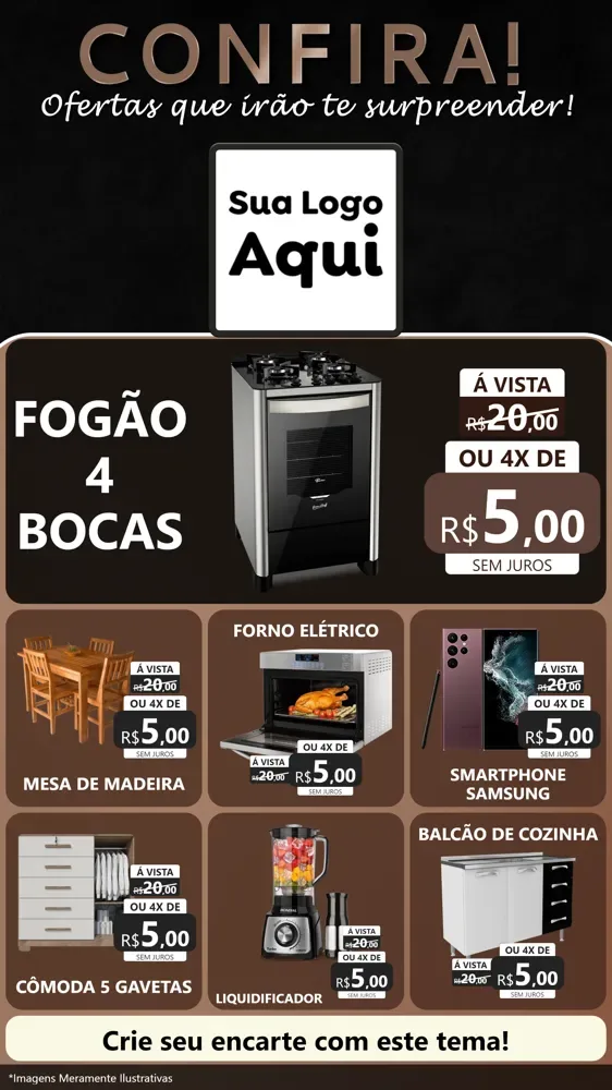 Modelo de Rede Social para Stories com o tema Confira! Ofertas que irão te surpreender! para Móveis e Eletro