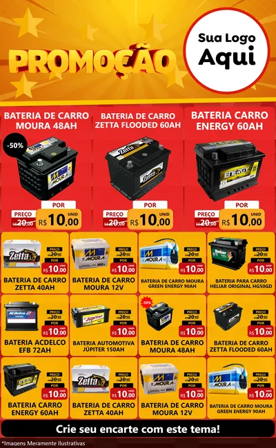 Modelo de Encarte para Encarte Grande com o tema Promoção para Baterias Elétricas