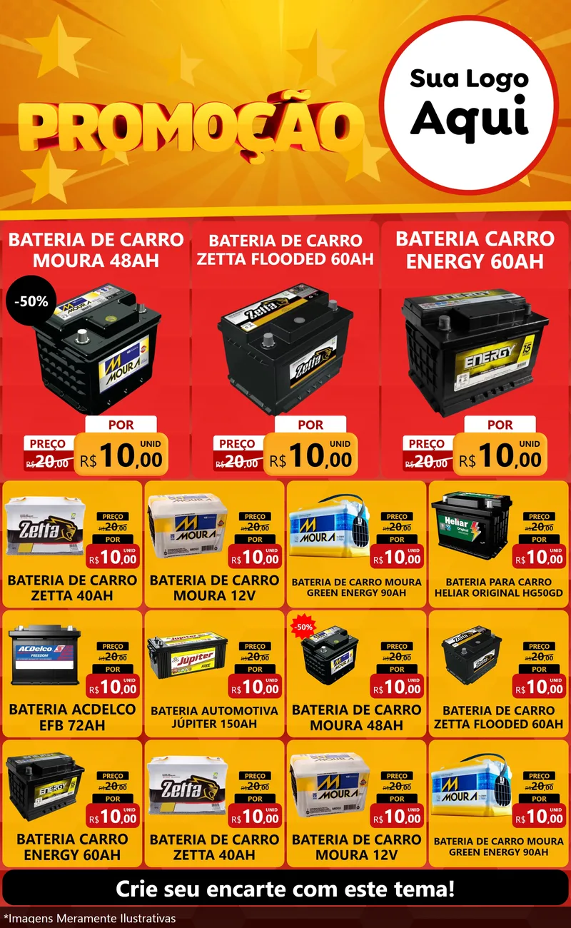 Modelo de Encarte para Encarte Grande com o tema Promoção para Baterias Elétricas