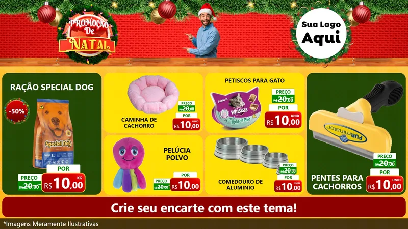 Modelo de TV para TV Horizontal com o tema Promoção de Natal para Pet Shop
