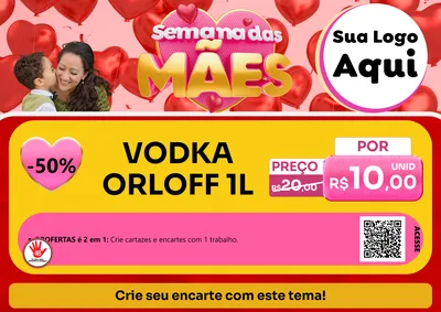 Modelo de Cartaz para Cartaz A4 Horizontal com o tema Semana Das Mães para Distribuidora de bebidas