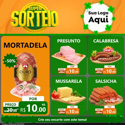 Modelo de Rede Social para Feed Facebook com o tema Super Sorteio para Frios e Laticínios