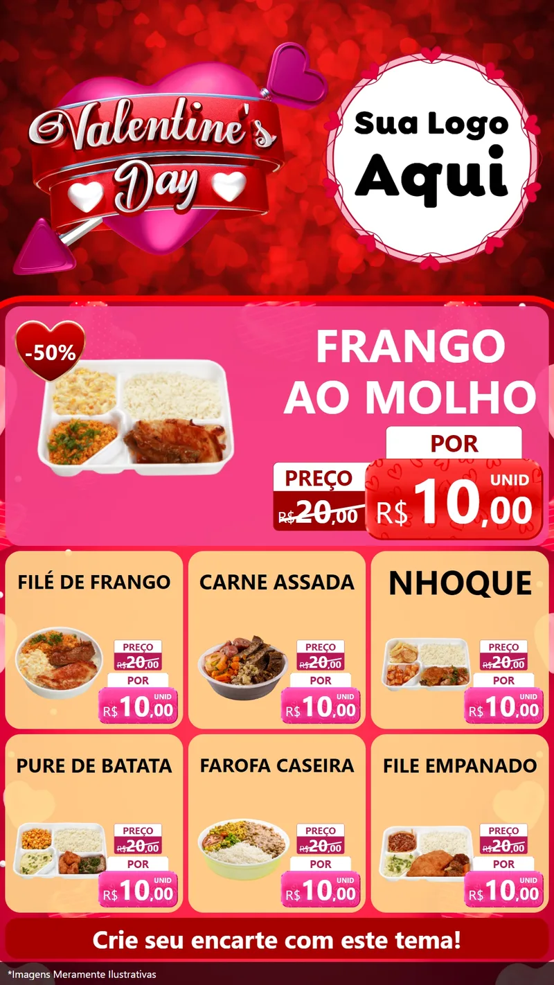 Modelo de Rede Social para Stories com o tema Valentine's Day para Restaurante