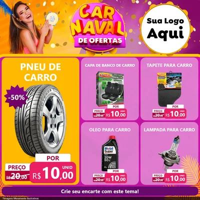 Modelo de Rede Social para Feed Facebook com o tema Carnaval de Ofertas para Auto peças