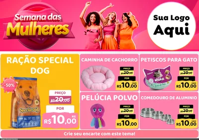 Modelo de Encarte para Encarte A4 Horizontal com o tema Semana das Mulheres para Pet Shop