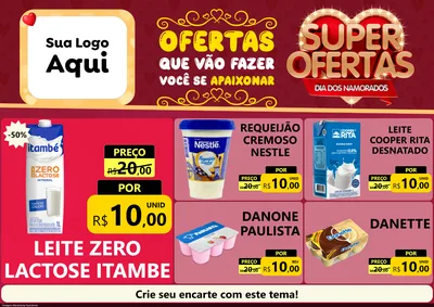 Modelo de Encarte para Encarte A4 Horizontal com o tema Dia dos Namorados para Frios e Laticínios