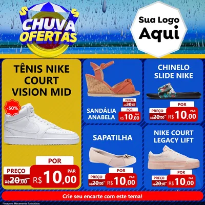 Modelo de Rede Social para Feed Facebook com o tema Chuva de Ofertas para Calçados