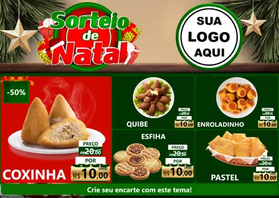 Modelo de Encarte para Encarte A4 Horizontal com o tema Sorteio de Natal para Salgadaria