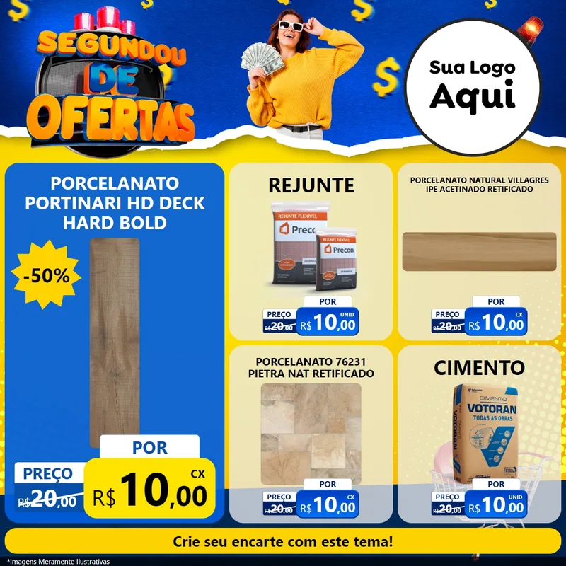 Modelo de Rede Social para Feed Facebook com o tema Segundou de Ofertas para Pisos e revestimentos