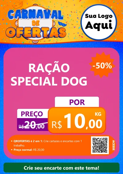 Modelo de Cartaz para Cartaz A4 Vertical com o tema Carnaval de Ofertas para Pet Shop