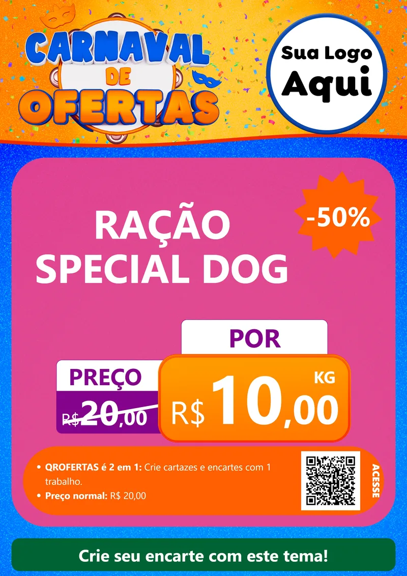 Modelo de Cartaz para Cartaz A4 Vertical com o tema Carnaval de Ofertas para Pet Shop