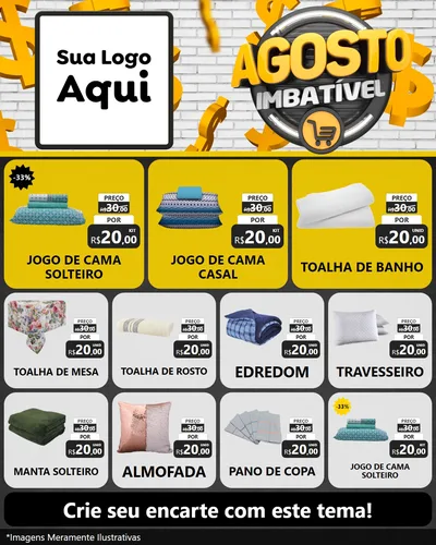 Modelo de Rede Social para Feed Instagram com o tema Agosto imbatível para Cama, Mesa e Banho