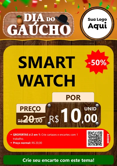 Modelo de Cartaz para Cartaz A4 Vertical com o tema Dia do Gaúcho para Informática