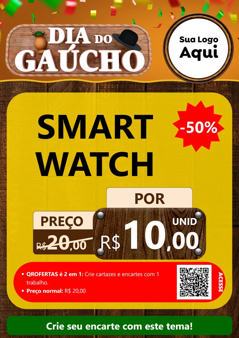 Modelo de Cartaz para Cartaz A4 Vertical com o tema Dia do Gaúcho para Informática