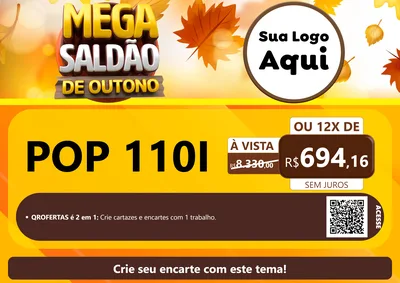 Modelo de Cartaz para Cartaz A4 Horizontal com o tema Mega Saldão de Outono para Concessionaria de Motos