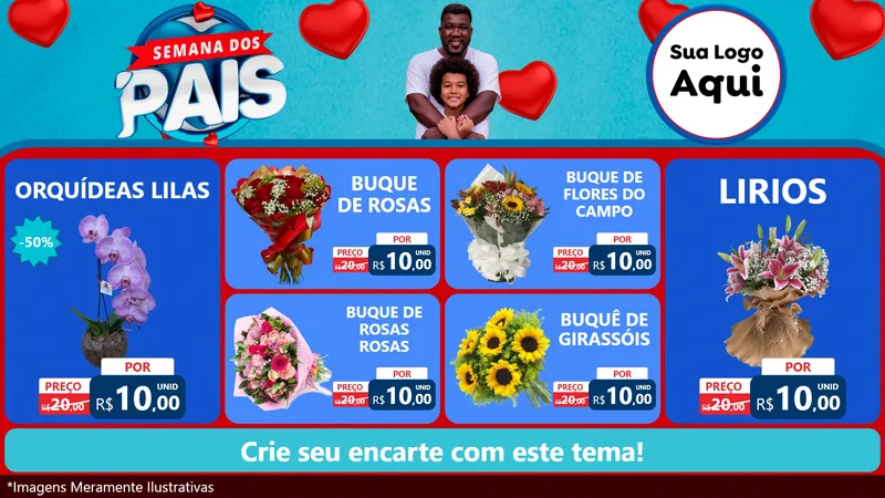 Modelo de TV para TV Horizontal com o tema Semana Dos Pais para Floricultura e jardim
