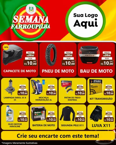 Modelo de Rede Social para Feed Instagram com o tema Semana Farroupilha para Moto peças