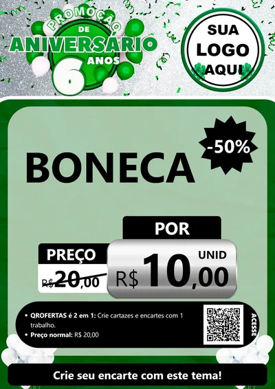 Modelo de Cartaz para Cartaz A4 Vertical com o tema Promoção de Aniversário - 6 Anos para Brinquedos