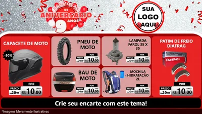 Modelo de TV para TV Horizontal com o tema Promoção de Aniversário - 9 Anos para Moto peças