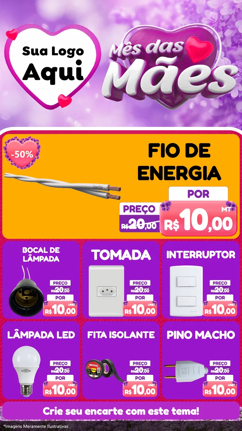 Modelo de Rede Social para Stories com o tema Mês das Mães para Materiais Elétricos