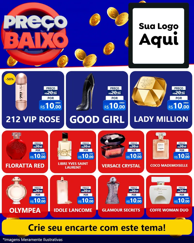 Modelo de Rede Social para Feed Instagram com o tema Preço Baixo para Perfumes