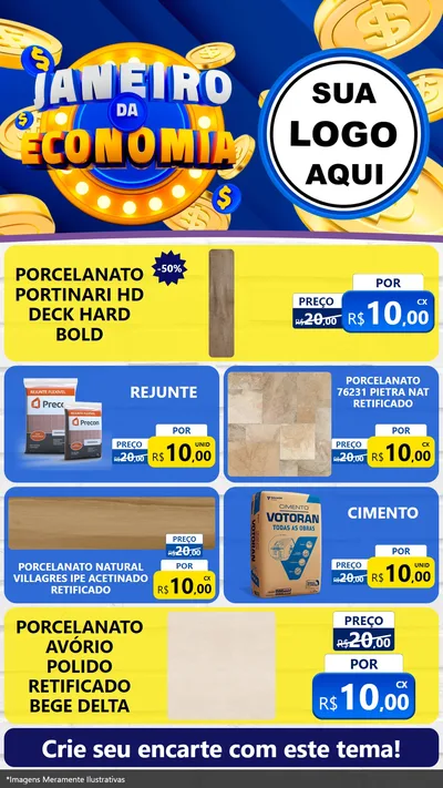 Modelo de TV para TV Vertical com o tema Janeiro da Economia para Pisos e revestimentos