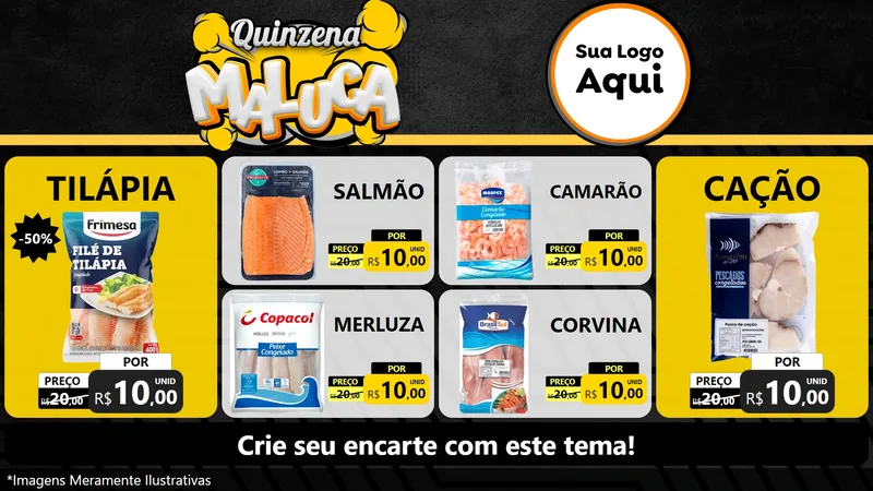 Modelo de TV para TV Horizontal com o tema Quinzena Maluca para Peixaria