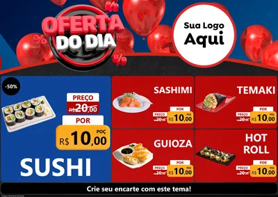 Modelo de Encarte para Encarte A4 Horizontal com o tema Oferta do Dia para Comida japonesa