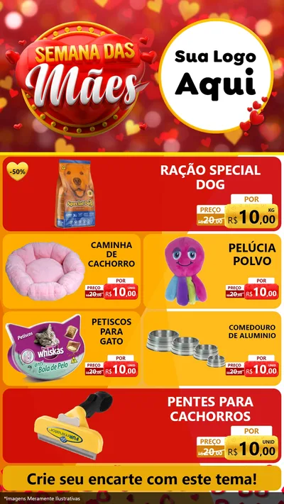 Modelo de TV para TV Vertical com o tema Semana das Mães para Pet Shop