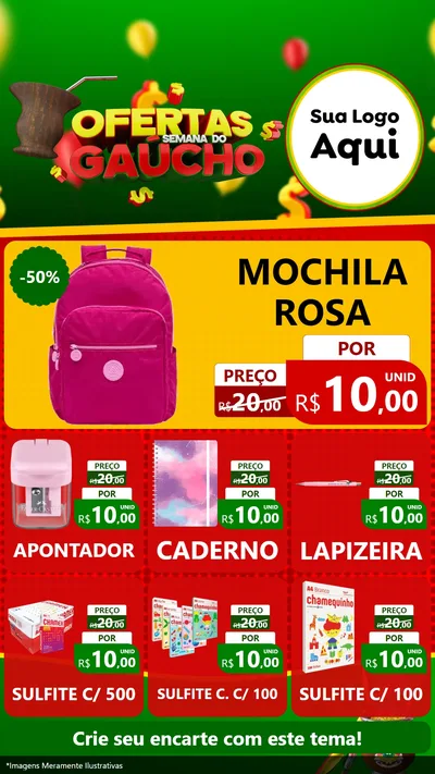 Modelo de Rede Social para Stories com o tema Ofertas Semana Do Gaúcho para Papelaria