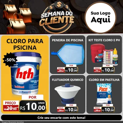 Modelo de Rede Social para Feed Facebook com o tema Semana do Cliente para Produtos para Piscina